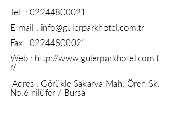Gler Park Hotel iletiim bilgileri